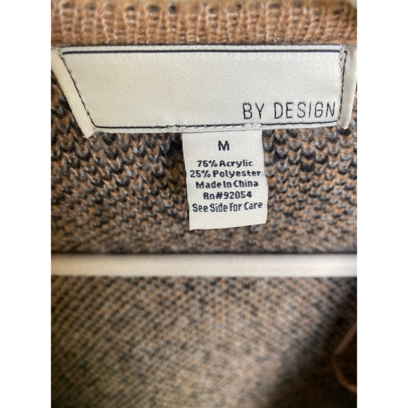 By Design Long Sweater Cardigan Geometric Boho Knit Open Front Boho Western M - Picture 4 of 5